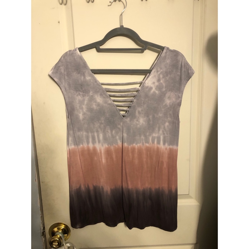 American Eagle Tie Dye Top with Ladder Neckline